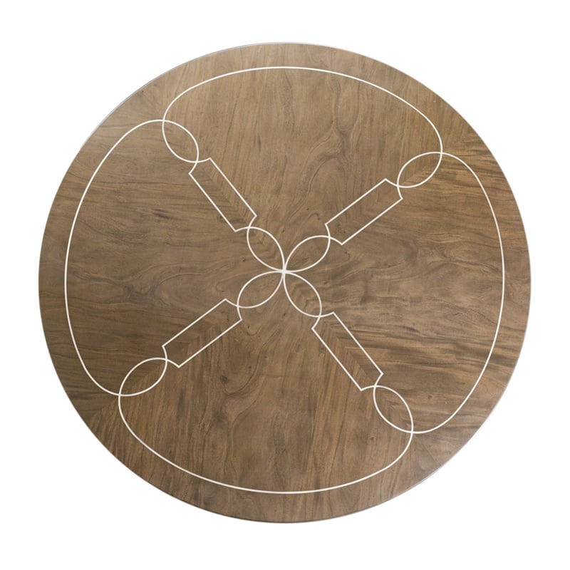 Michael Amini Villa Cherie Round Wood Dining Table in Hazelnut Brown