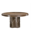Michael Amini Villa Cherie Round Wood Dining Table in Hazelnut Brown