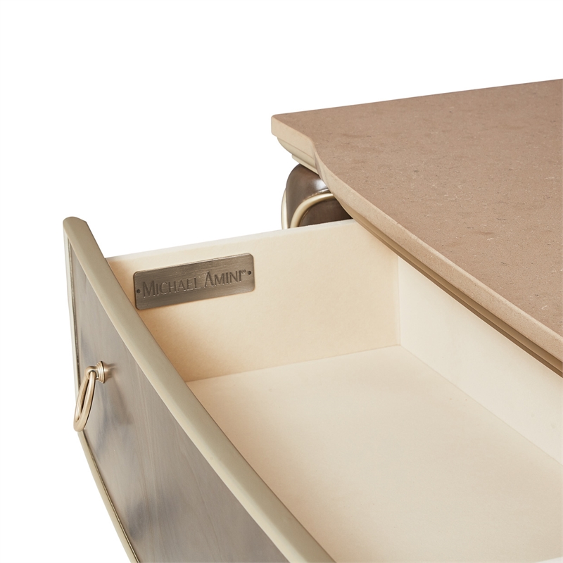 Michael Amini Villa Cherie Wood Dresser and Mirror in Hazelnut Brown