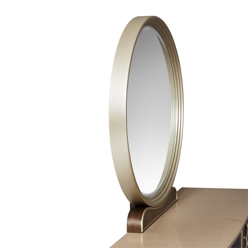 Michael Amini Villa Cherie Wood Dresser and Mirror in Hazelnut Brown