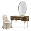 Michael Amini Villa Cherie Wood Vanity Set with Mirror & Chair in Hazelnut Brown