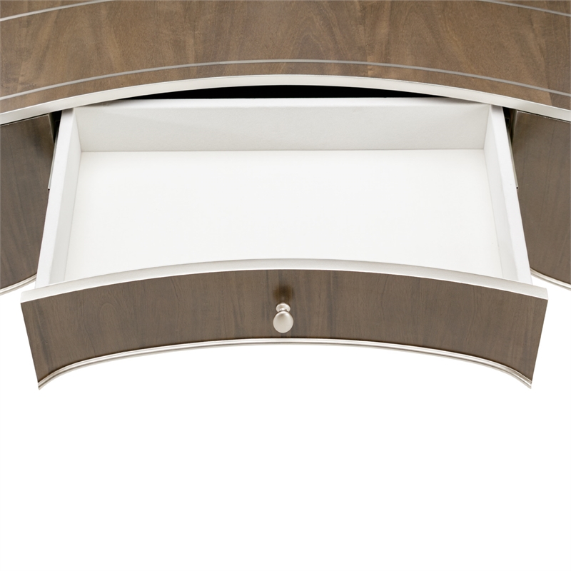 Michael Amini Villa Cherie Wood Vanity Set with Mirror & Chair in Hazelnut Brown