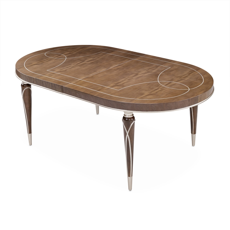 Michael Amini Villa Cherie Wood Oval Dining Table in Hazelnut Brown