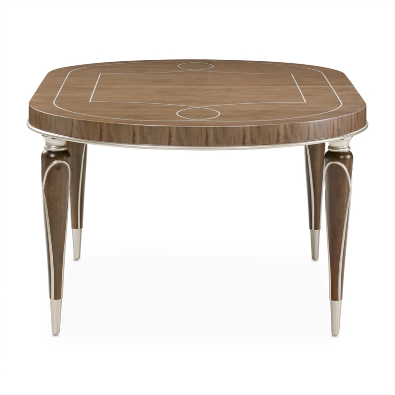 Michael Amini Villa Cherie Wood Oval Dining Table in Hazelnut Brown