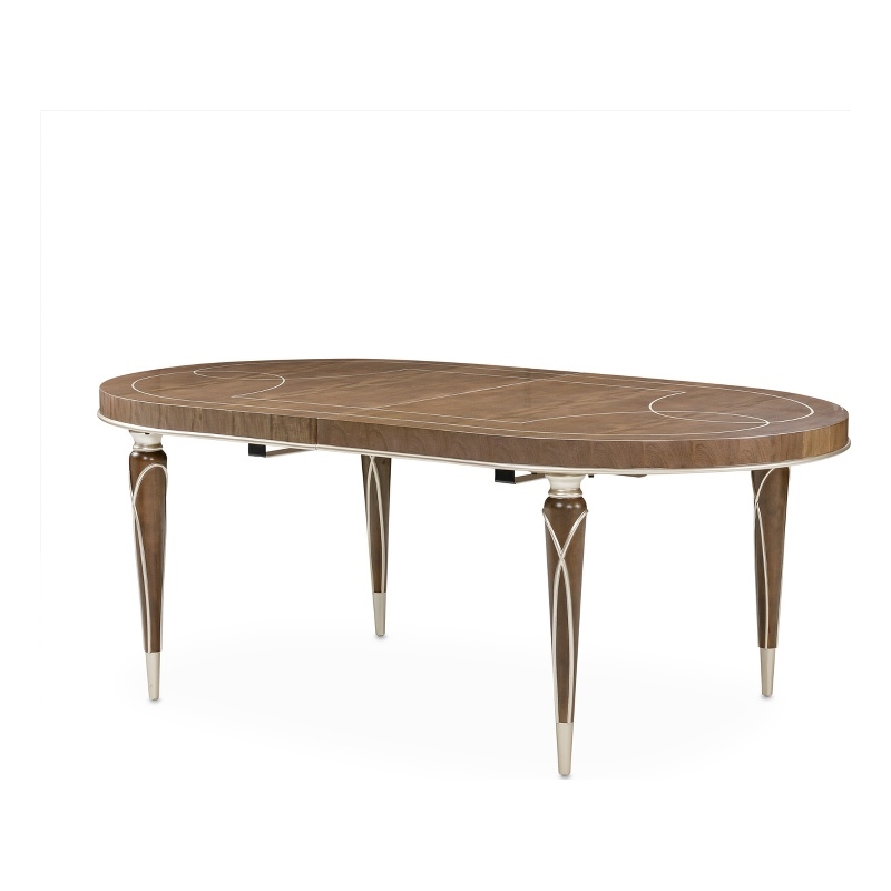 Michael Amini Villa Cherie Wood Oval Dining Table in Hazelnut Brown