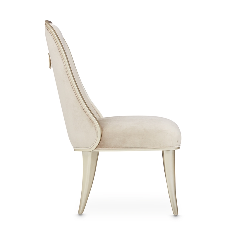 Michael Amini Villa Cherie Velvet Side Chair in Hazelnut Brown (Set of 2)