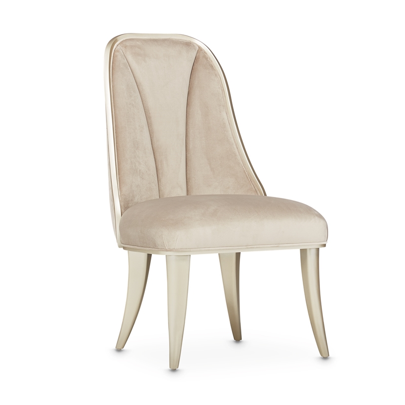 Michael Amini Villa Cherie Velvet Side Chair in Hazelnut Brown (Set of 2)