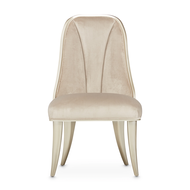 Michael Amini Villa Cherie Velvet Side Chair in Hazelnut Brown (Set of 2)