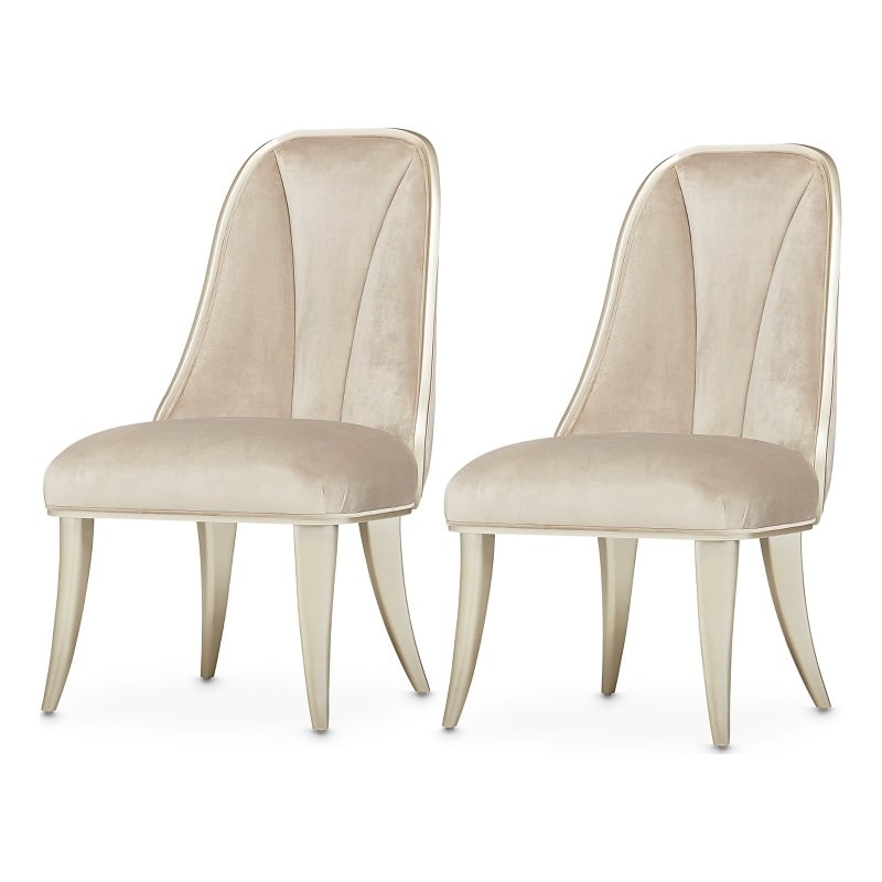 Michael Amini Villa Cherie Velvet Side Chair in Hazelnut Brown (Set of 2)