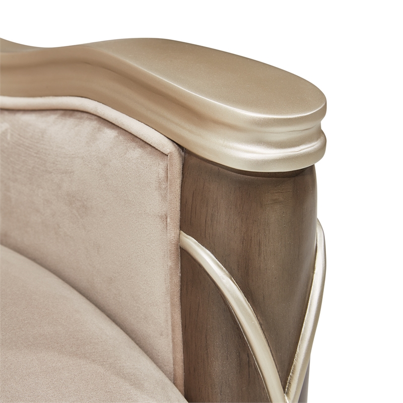 Michael Amini Villa Cherie Velvet Dining Arm Chair in Hazelnut Brown