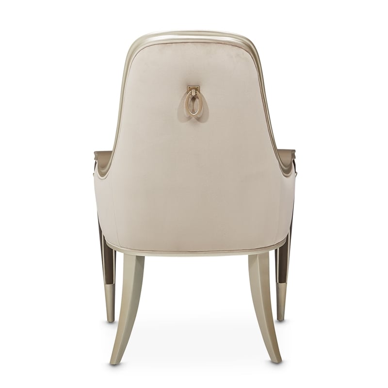Michael Amini Villa Cherie Velvet Dining Arm Chair in Hazelnut Brown