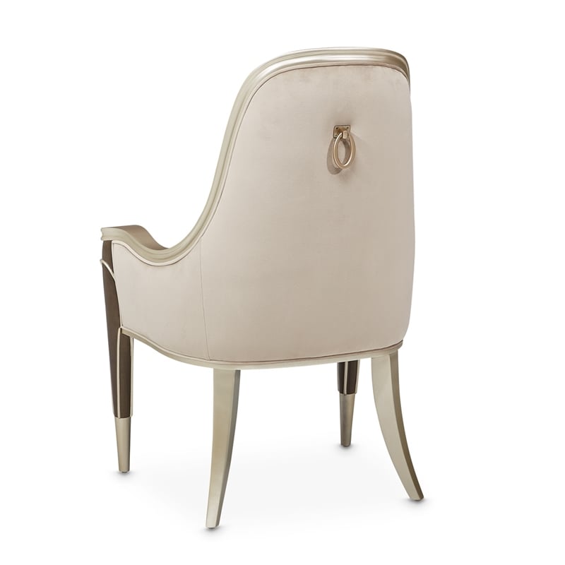 Michael Amini Villa Cherie Velvet Dining Arm Chair in Hazelnut Brown