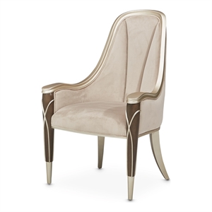 Michael Amini Villa Cherie Velvet Dining Arm Chair in Hazelnut Brown