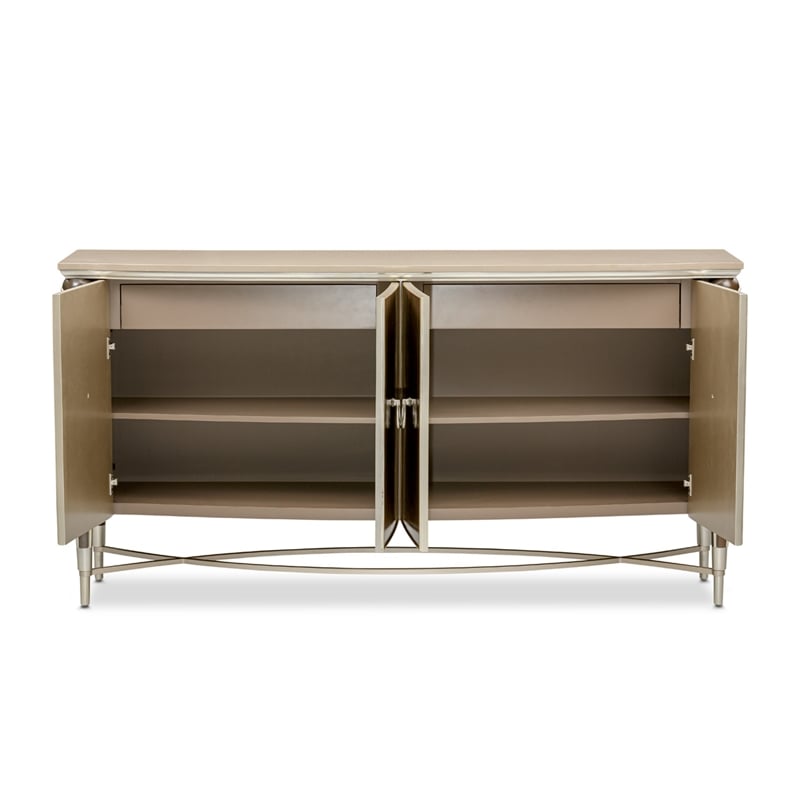 Michael Amini Villa Cherie Wood & Marble Sideboard in Hazelnut Brown