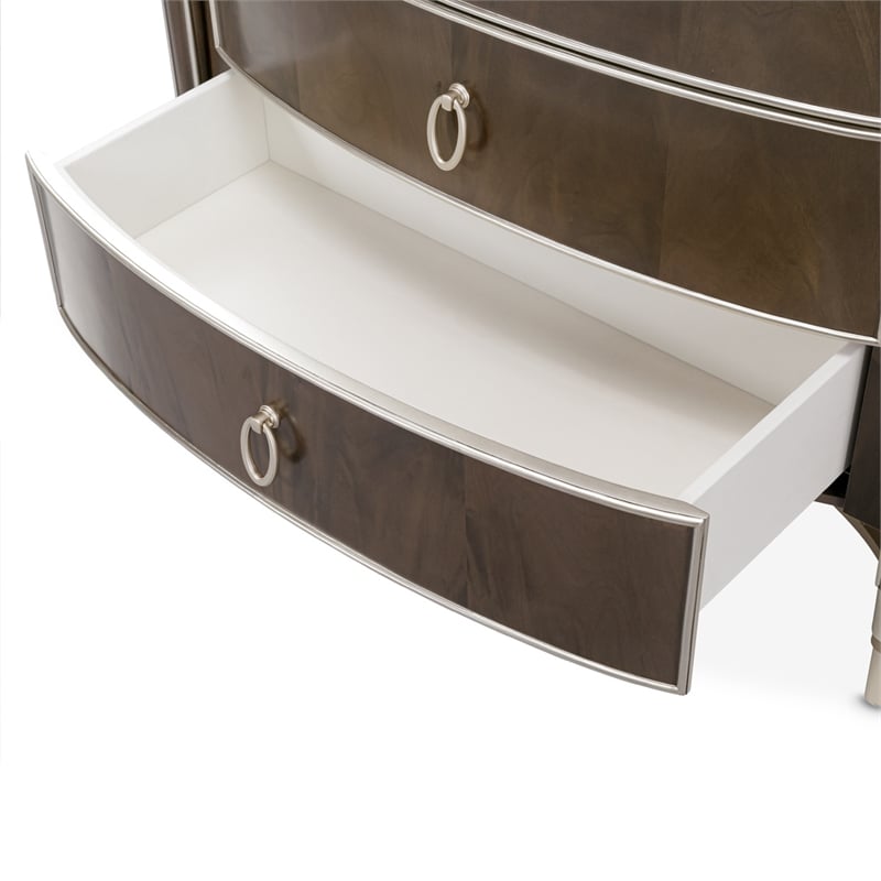 Michael Amini Villa Cherie Wood Highboy Chest in Hazelnut Brown