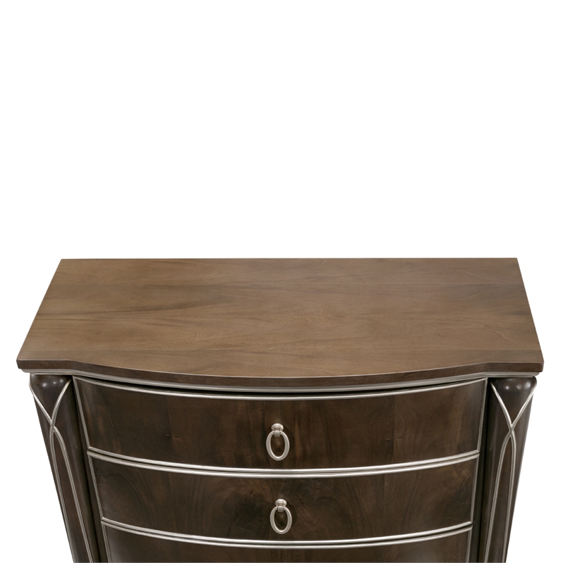 Michael Amini Villa Cherie Wood Highboy Chest in Hazelnut Brown
