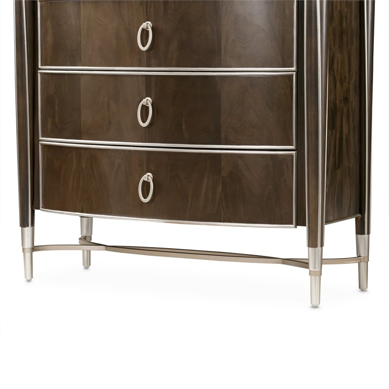 Michael Amini Villa Cherie Wood Highboy Chest in Hazelnut Brown