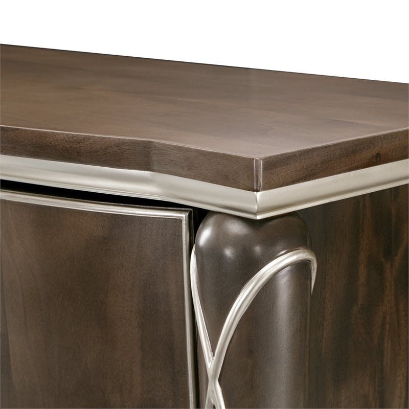 Michael Amini Villa Cherie Wood Highboy Chest in Hazelnut Brown