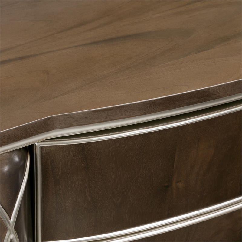 Michael Amini Villa Cherie Wood Highboy Chest in Hazelnut Brown