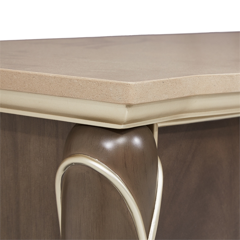 Michael Amini Villa Cherie Wood & Marble Media Cabinet in Hazelnut Brown
