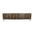 Michael Amini Villa Cherie Wood & Marble Media Cabinet in Hazelnut Brown