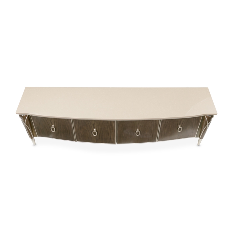 Michael Amini Villa Cherie Wood & Marble Media Cabinet in Hazelnut Brown