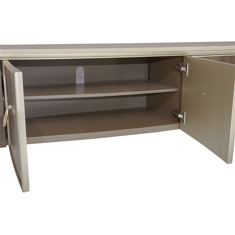 Michael Amini Villa Cherie Wood & Marble Media Cabinet in Hazelnut Brown