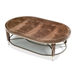 Michael Amini Villa Cherie Wood Oval Cocktail Table in Hazelnut Brown