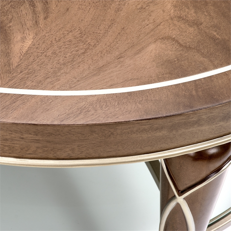 Michael Amini Villa Cherie Wood Oval Cocktail Table in Hazelnut Brown