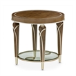 Michael Amini Villa Cherie Wood & Glass End Table in Hazelnut Brown