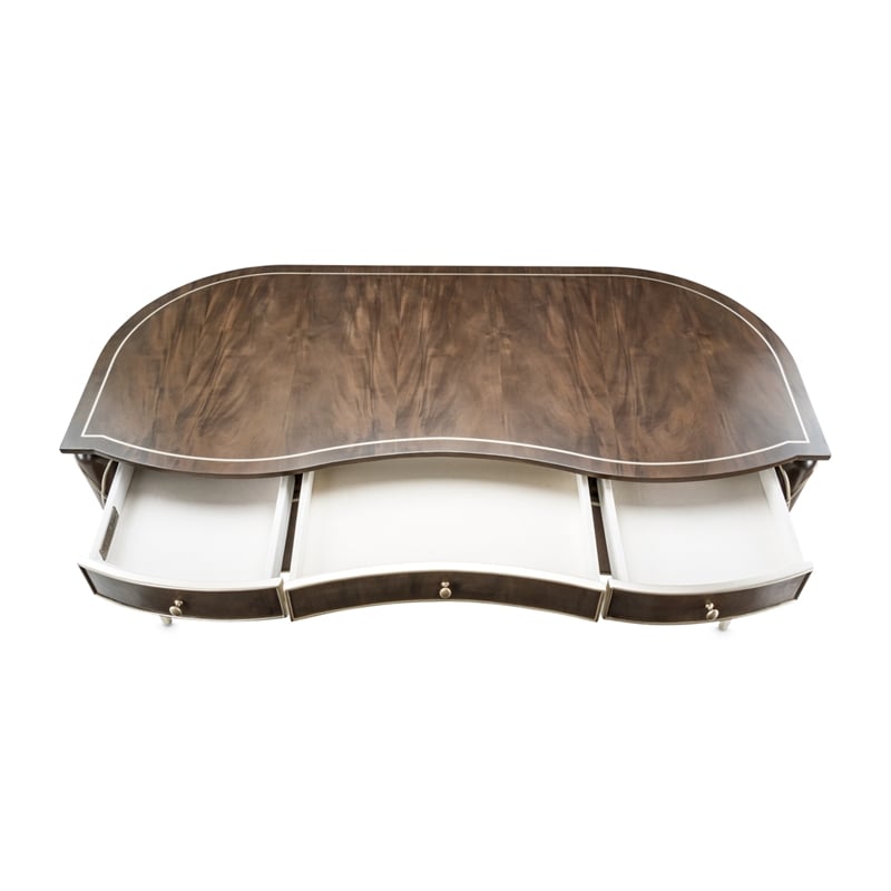 Michael Amini Villa Cherie Transitional Wood Desk in Hazelnut Brown