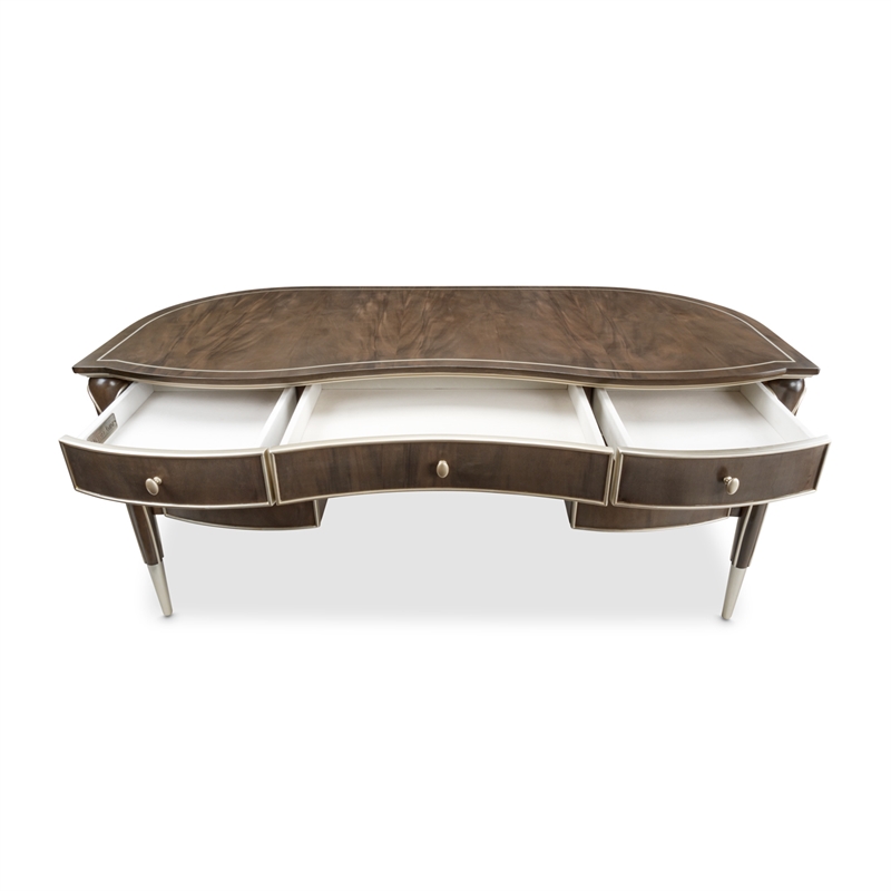 Michael Amini Villa Cherie Transitional Wood Desk in Hazelnut Brown