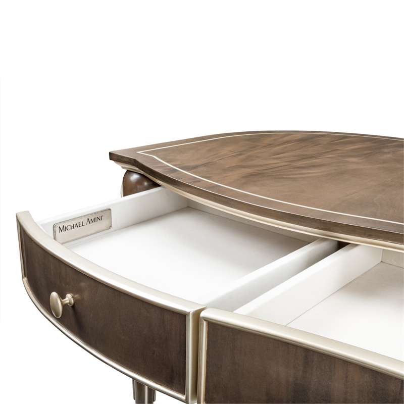 Michael Amini Villa Cherie Transitional Wood Desk in Hazelnut Brown