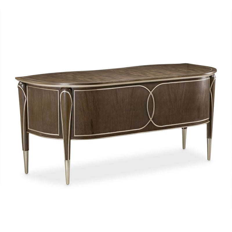 Michael Amini Villa Cherie Transitional Wood Desk in Hazelnut Brown