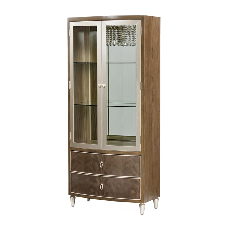 Michael Amini Vill Cherie Wood Display Cabinet in Hazelnut Brown