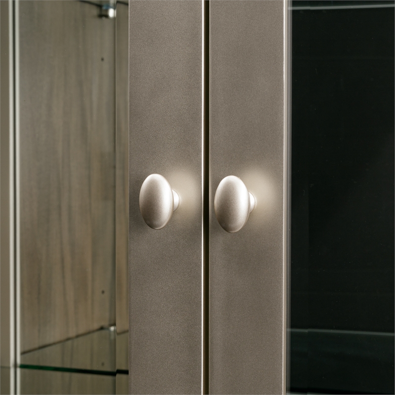 Michael Amini Vill Cherie Wood Display Cabinet in Hazelnut Brown