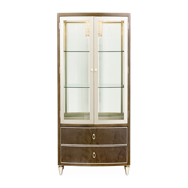 Michael Amini Vill Cherie Wood Display Cabinet in Hazelnut Brown