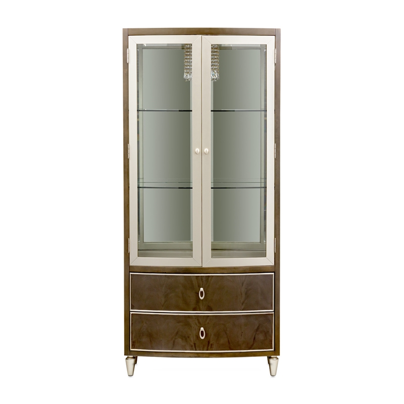 Michael Amini Vill Cherie Wood Display Cabinet in Hazelnut Brown