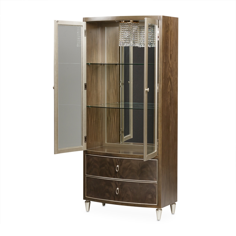 Michael Amini Vill Cherie Wood Display Cabinet in Hazelnut Brown