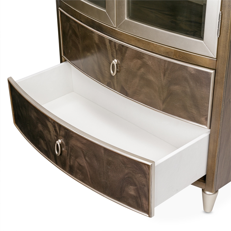Michael Amini Vill Cherie Wood Display Cabinet in Hazelnut Brown