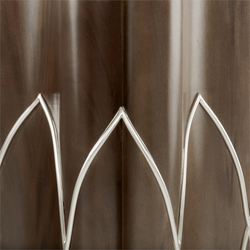Michael Amini Villa Cherie Wood Chairside Table in Hazelnut Brown
