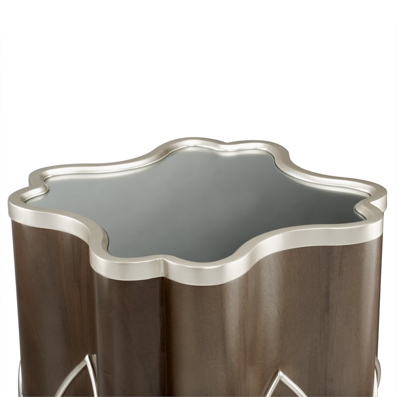 Michael Amini Villa Cherie Wood Chairside Table in Hazelnut Brown