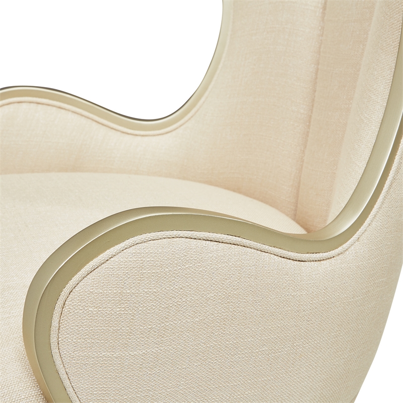 Michael Amini Villa Cherie Fabric Desk Chair in Pearl Ivory/Chardonnay