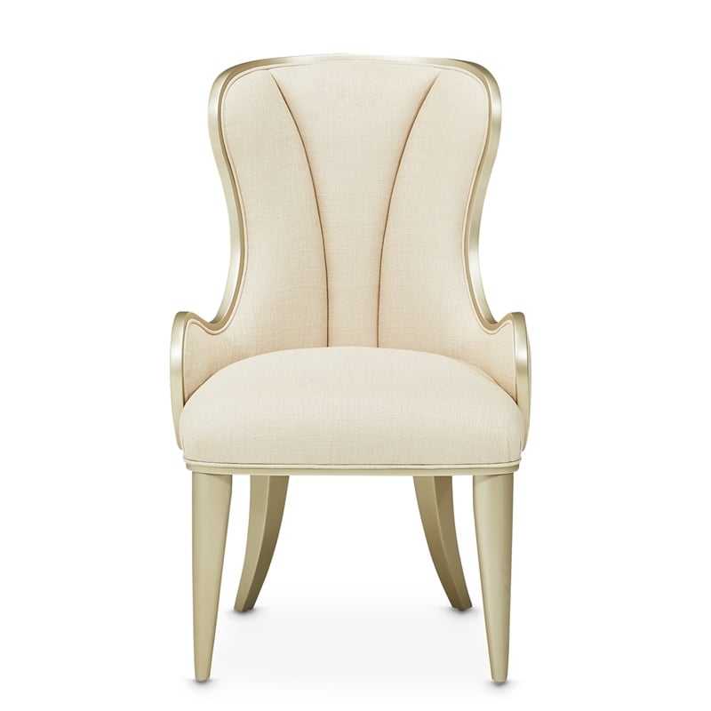 Michael Amini Villa Cherie Fabric Desk Chair in Pearl Ivory/Chardonnay