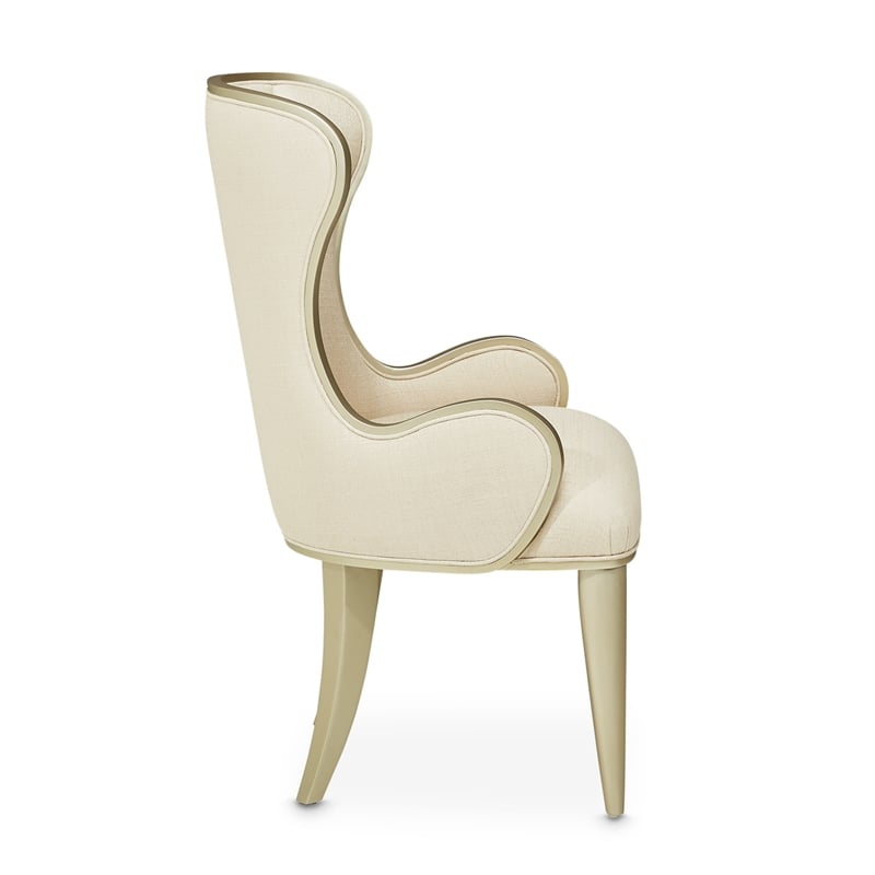 Michael Amini Villa Cherie Fabric Desk Chair in Pearl Ivory/Chardonnay