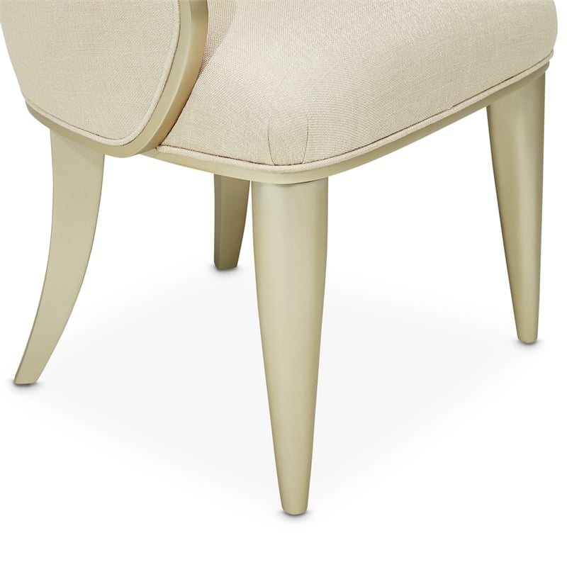 Michael Amini Villa Cherie Fabric Desk Chair in Pearl Ivory/Chardonnay
