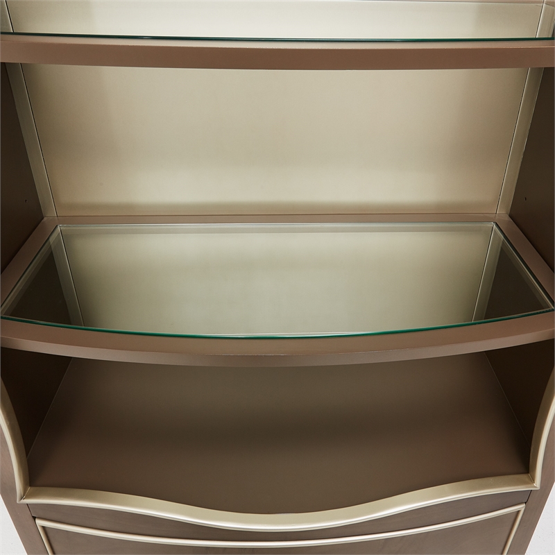 Michael Amini Villa Cherie Wood Bookcase with 2 Drawers in Hazelnut Brown