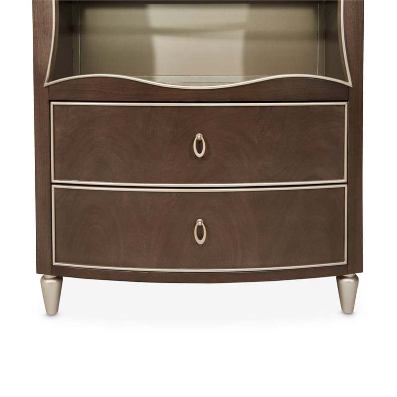 Michael Amini Villa Cherie Wood Bookcase with 2 Drawers in Hazelnut Brown