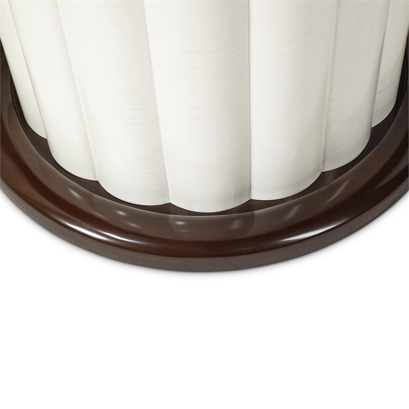 Michael Amini Paris Chic Round Wood & Marble Dining Table in Porcelain/Espresso