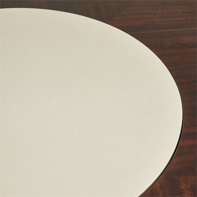 Michael Amini Paris Chic Round Wood & Marble Dining Table in Porcelain/Espresso